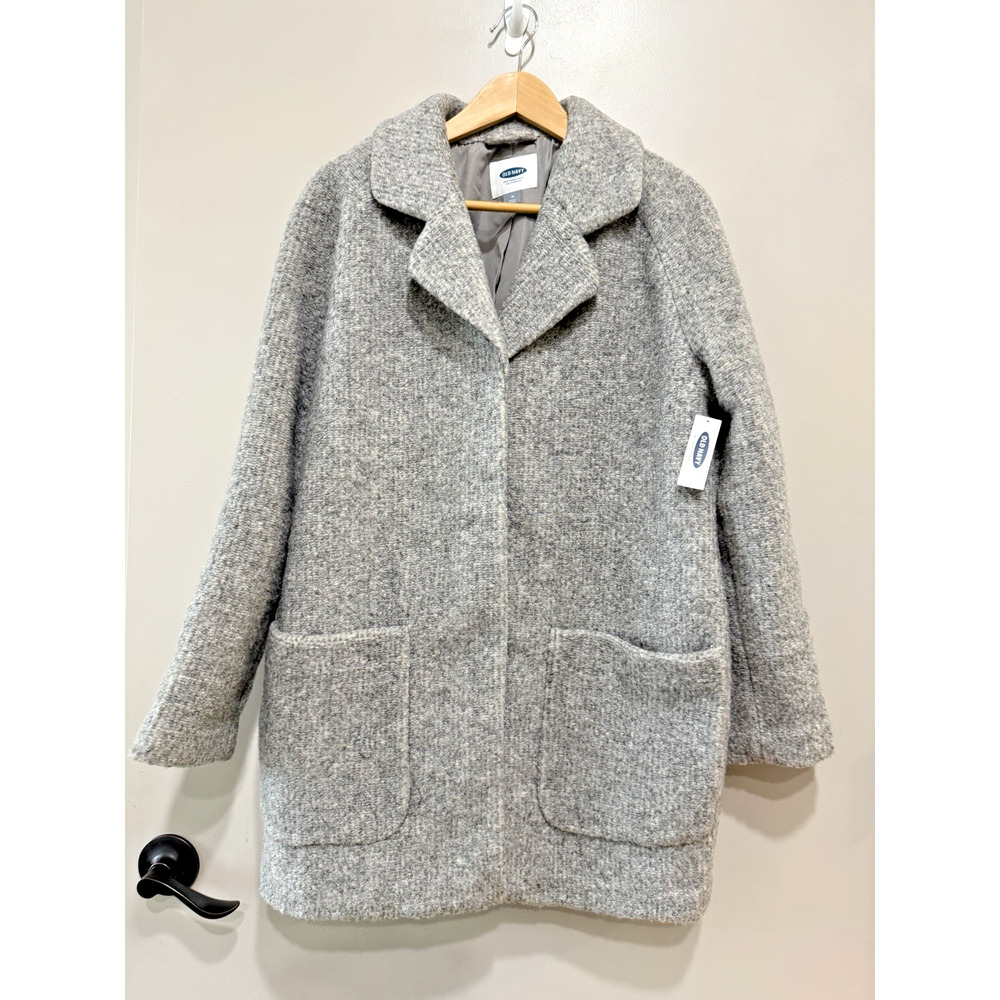 NWT Old Navy Gray Minimalist soft thick timeless textured Barn Coat Sz-M - Picture 2 of 11